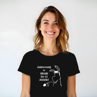 Koszulka z nadrukiem "Zainwestuj w Tiktaki" – Śmieszny prezent z osłem