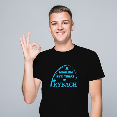 Koszulka z Wędką i Napisem "A Mogłem Być Teraz Na Rybach"