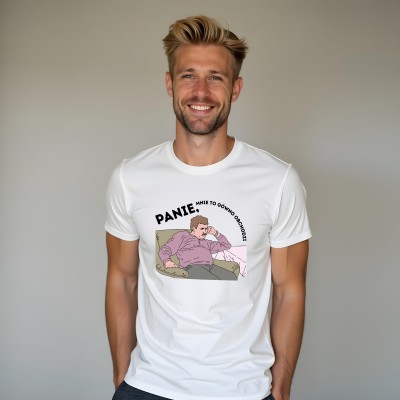 Koszulka z nadrukiem – Śmieszna grafika i napis "PANIE, MNIE TO G***O OBCHODZI"