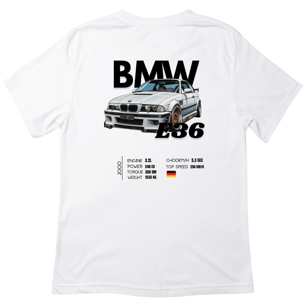 Koszulka z nadrukiem BMW E36 – Klasyk Stylu i Mocy
