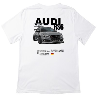 Koszulka z nadrukiem AUDI RS6 – Siła, Styl i Quattro w Jednym