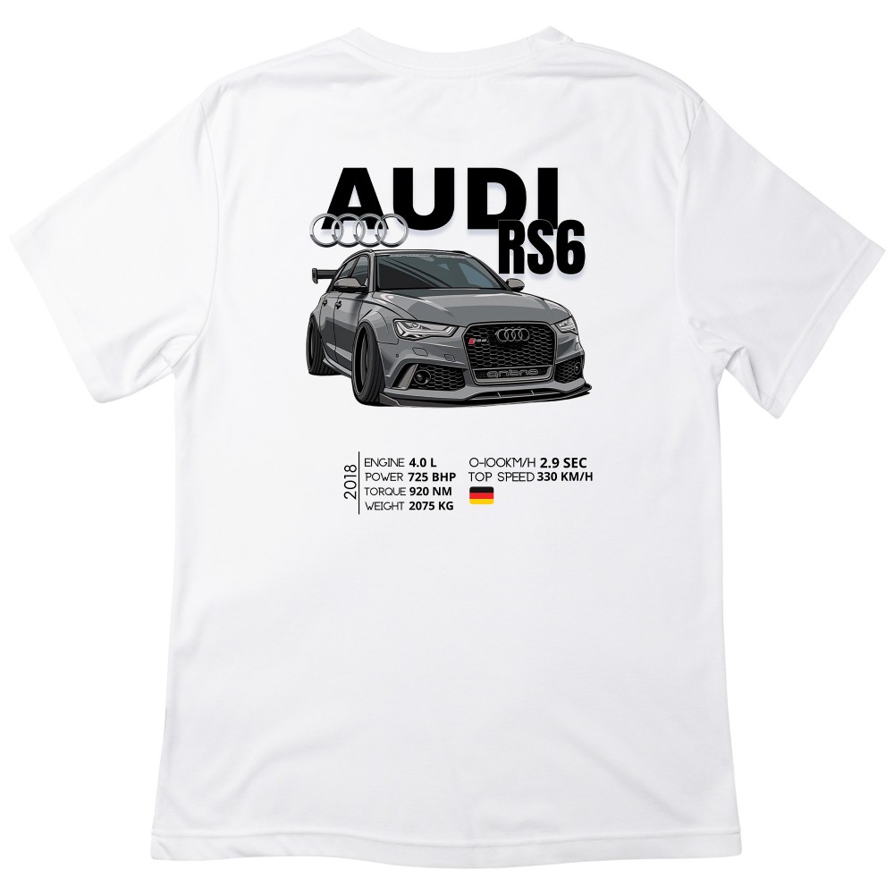 Koszulka z nadrukiem AUDI RS6 – Siła, Styl i Quattro w Jednym