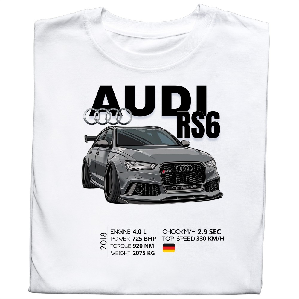 Koszulka z nadrukiem AUDI RS6 – Siła, Styl i Quattro w Jednym