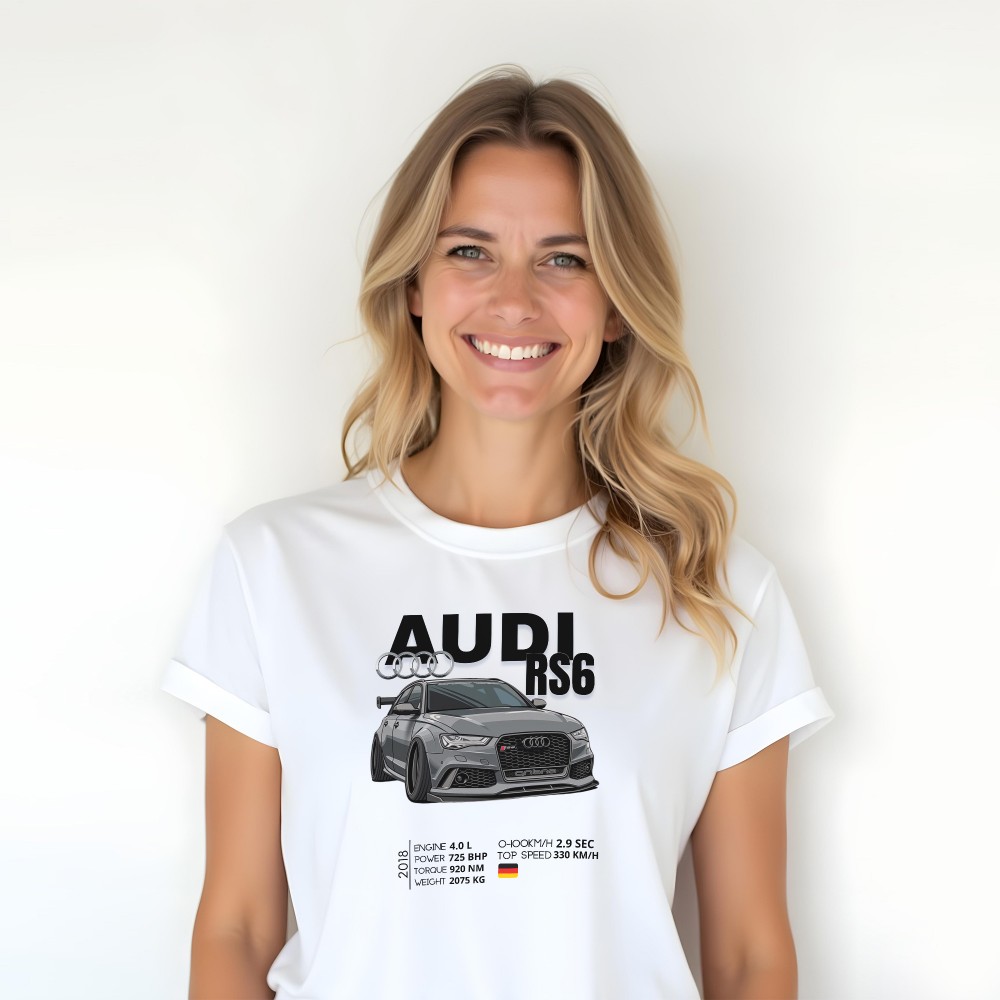 Koszulka z nadrukiem AUDI RS6 – Siła, Styl i Quattro w Jednym