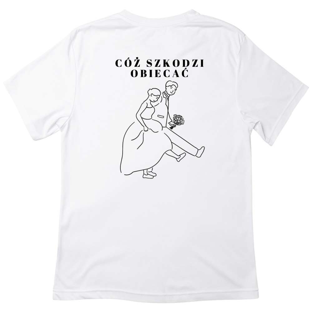 Koszulka z grafiką – Humor na co dzień! „Cóż szkodzi obiecać”