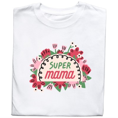 Koszulka z grafiką kwiatów i napisem „Super Mama”