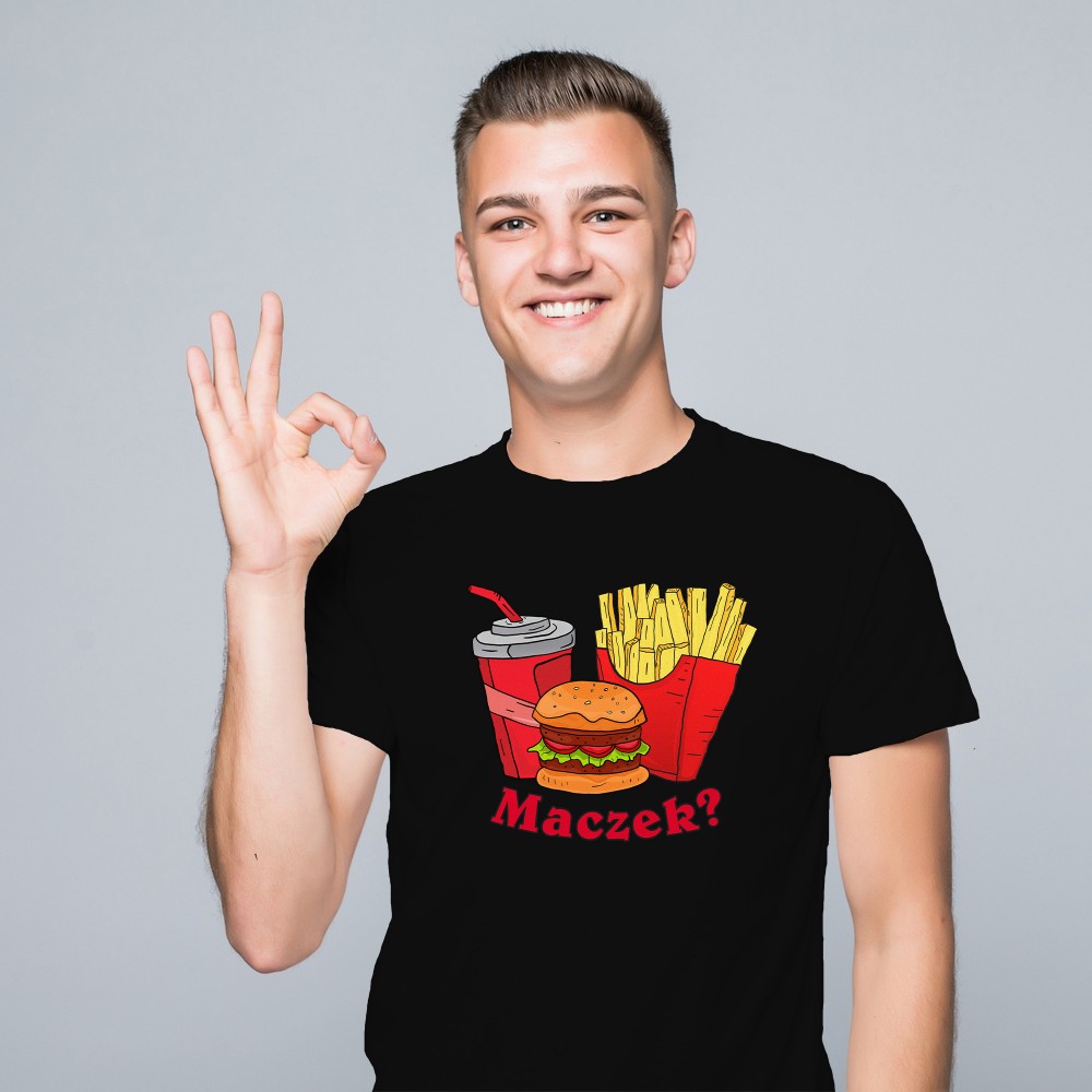 Koszulka z nadrukiem „MACZEK” – zestaw z charakterem