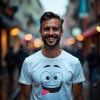 Koszulka z grafiką śmiesznej minki – styl i humor w jednym