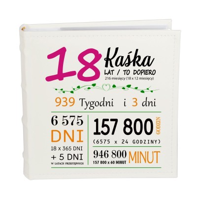 Personalizowany album na 18. urodziny – z imieniem i liczbą przeżytych chwil