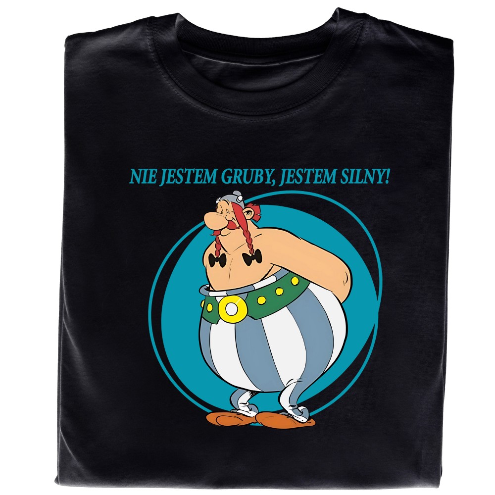 Koszulka z Nadrukiem Asterix i Obelix – Nie Jestem Gruby, Jestem Silny