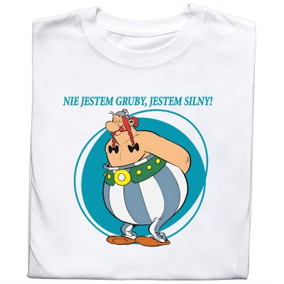 Koszulka z Nadrukiem Asterix i Obelix – Nie Jestem Gruby, Jestem Silny