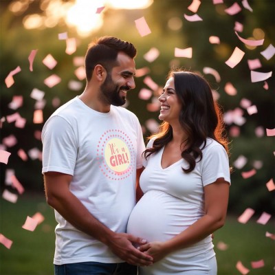 Koszulka z Nadrukiem „It’s a Girl!” – Baby Shower | Koszulka dla Przyszłej Mamy