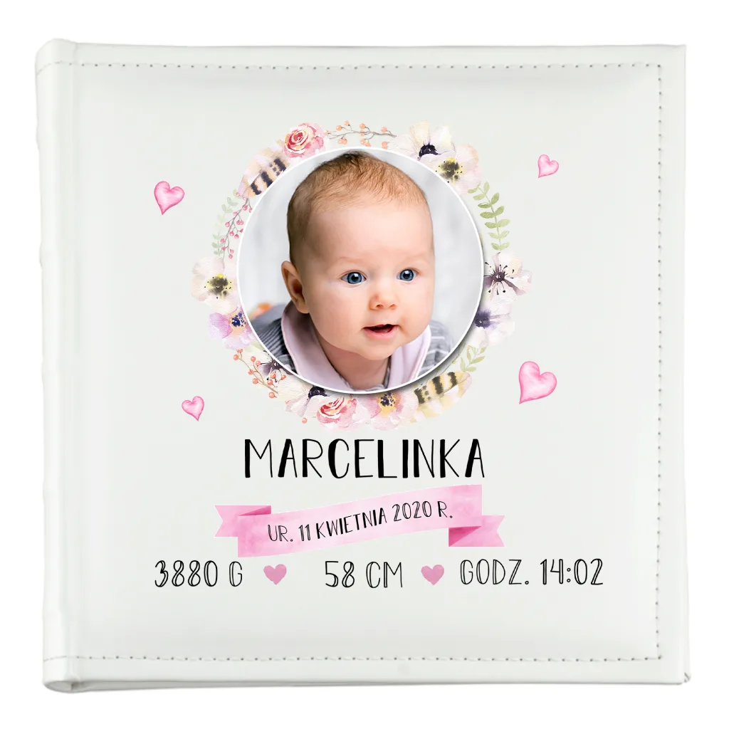Pamiątka Narodzin Dziecka – Personalizowany Album ze Zdjęciami i Metryczką