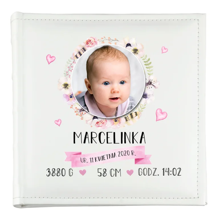 Pamiątka Narodzin Dziecka – Personalizowany Album ze Zdjęciami i Metryczką