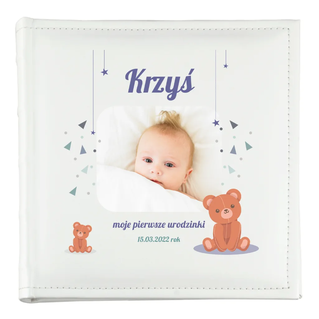 Personalizowany Album dla Dziecka ze Zdjęciem i Datą Urodzenia – 200 Zdjęć 10x15, Pamiątka Narodzin