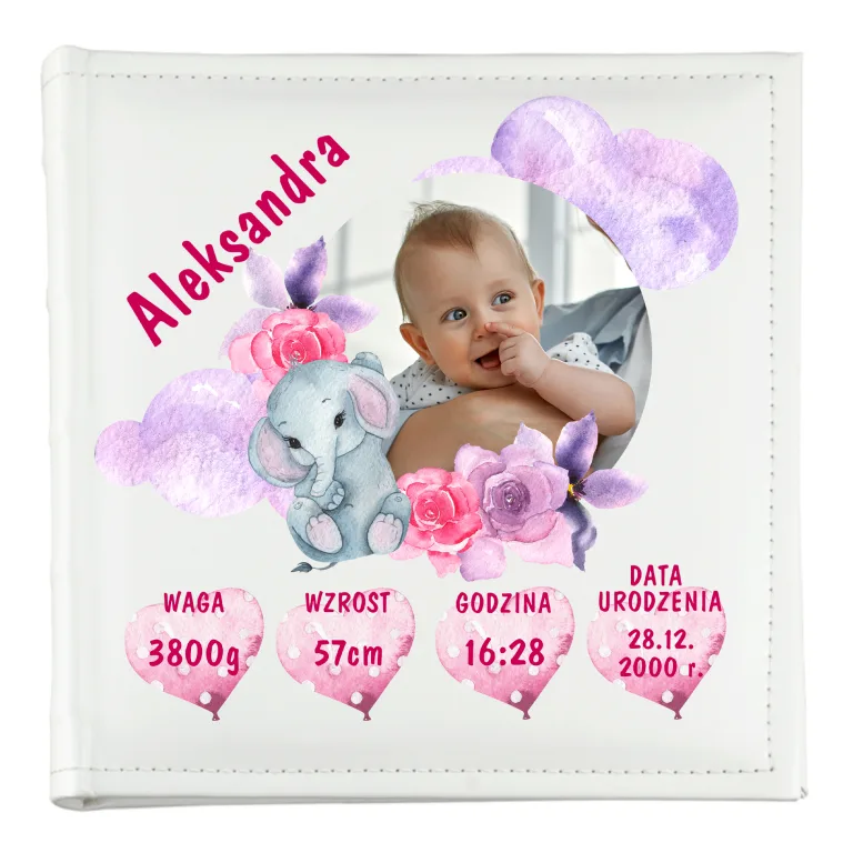 Album Metryczka Narodzin ze Zdjęciem Dziewczynka Chrzest Roczek Prezent
