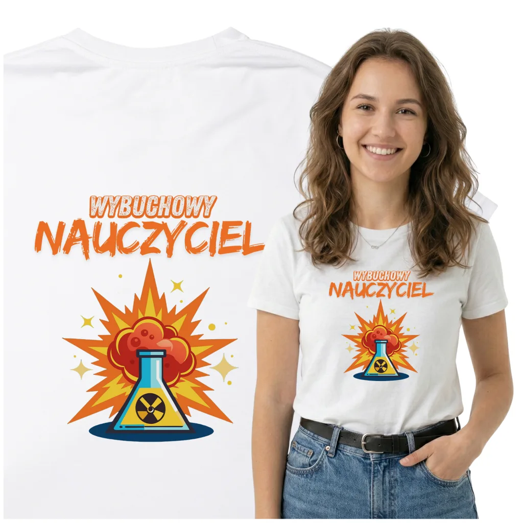 Koszulka z Nadrukiem „Wybuchowy Nauczyciel” – Prezent dla Nauczyciela
