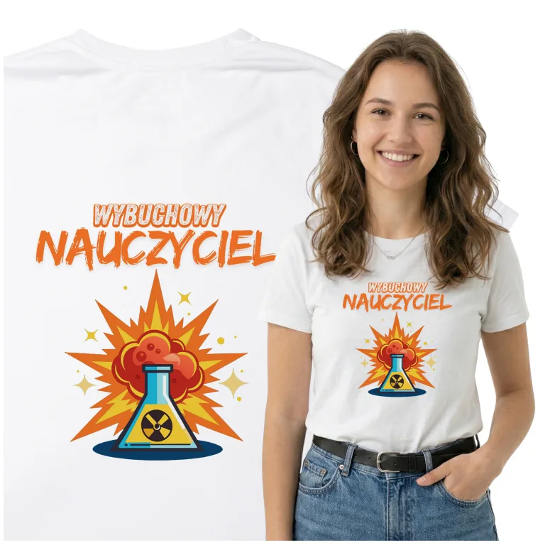 Koszulka z Nadrukiem „Wybuchowy Nauczyciel” – Prezent dla Nauczyciela