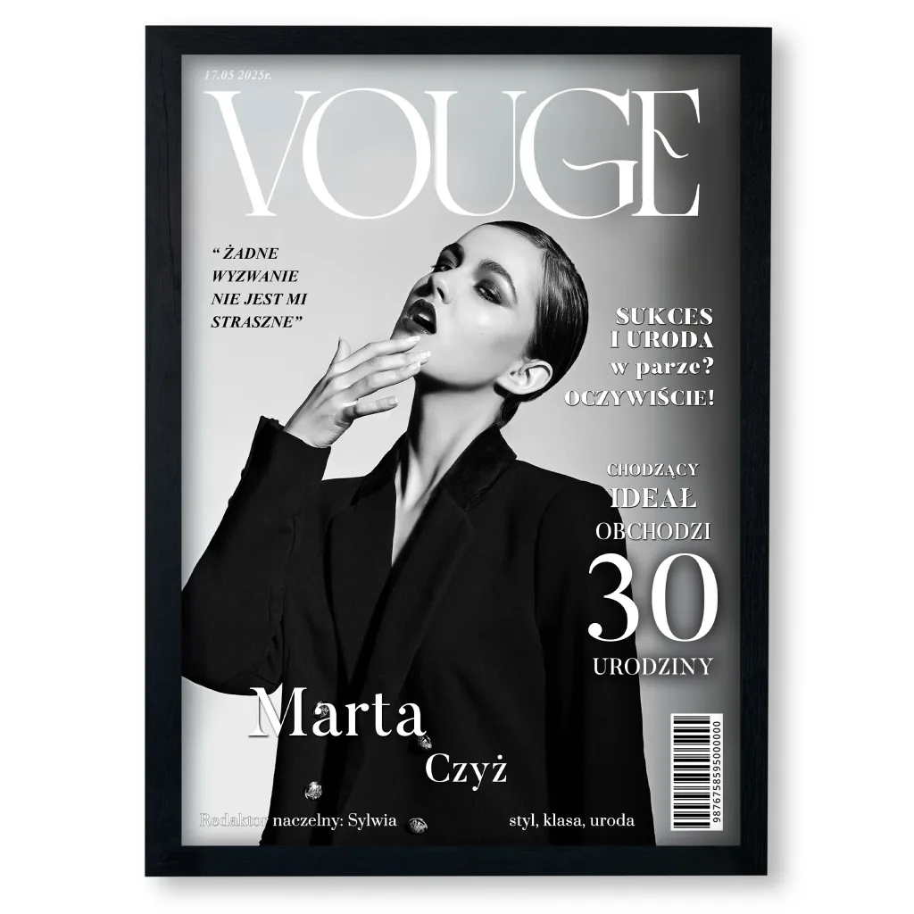 Personalizowany plakat „VOGUE” z Twoim zdjęciem – wyjątkowa okładka magazynu, format A3