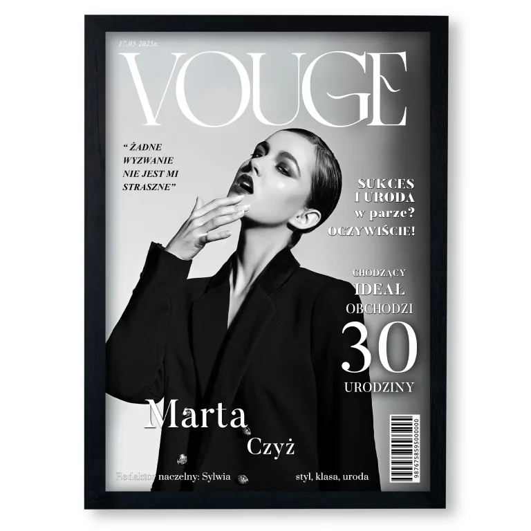 Personalizowany plakat „VOGUE” z Twoim zdjęciem – wyjątkowa okładka magazynu, format A3