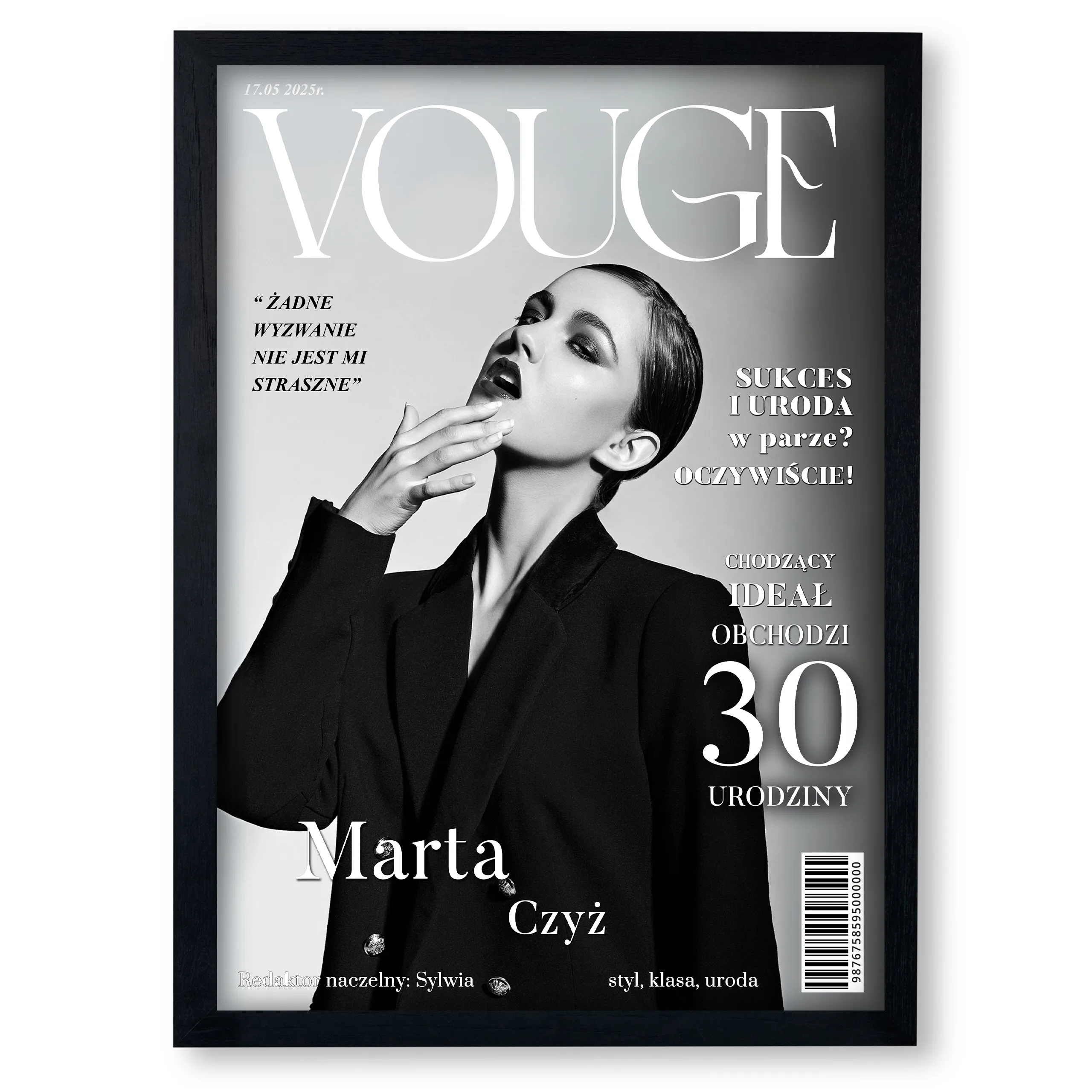 Personalizowany plakat „VOGUE” z Twoim zdjęciem – wyjątkowa okładka magazynu, format A3
