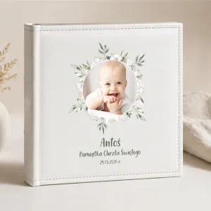Personalizowany Album na Chrzest ze Zdjęciem, Imieniem i Datą – Pamiątka Chrztu Świętego