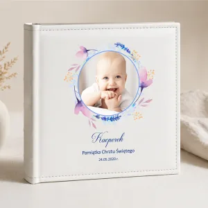 Personalizowany Album na Chrzest ze Zdjęciem, Imieniem i Datą – Pamiątka Chrztu Świętego