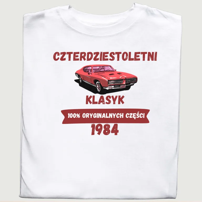 Koszulka z nadrukiem 'Czterdziestoletni Klasyk'