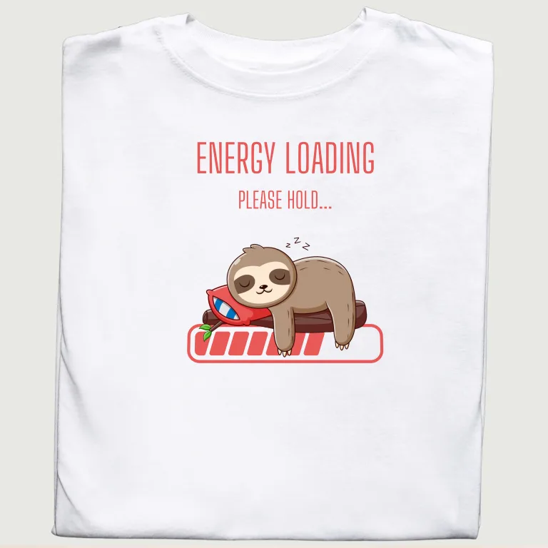 Koszulka z grafiką śpiącego leniwca – Energy Loading na Wesoło