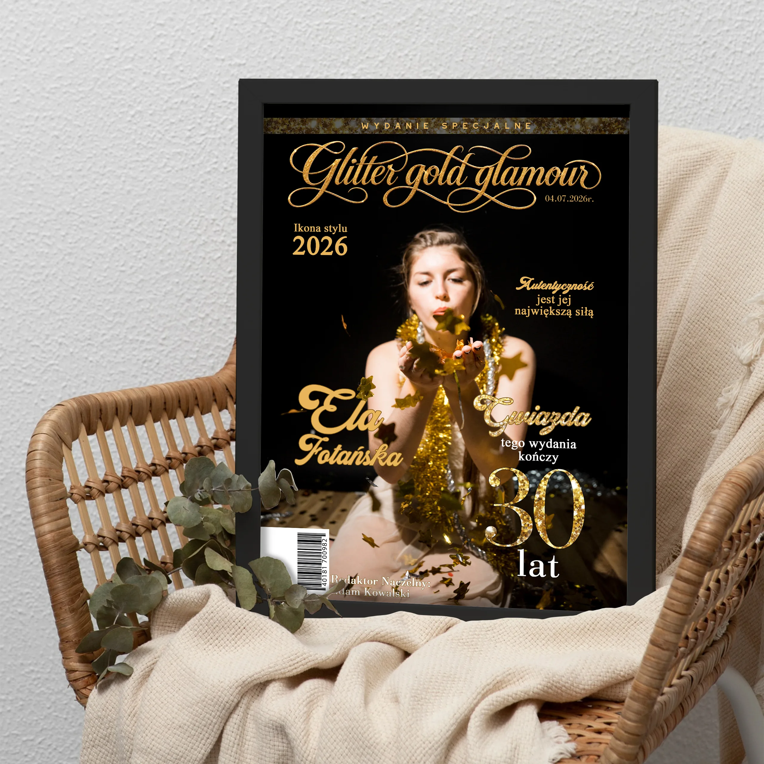 OKŁADKA GOLD GLITTER GLAMOUR z Twoim zdjęciem – okładka magazynu format A3 - obrazek 4