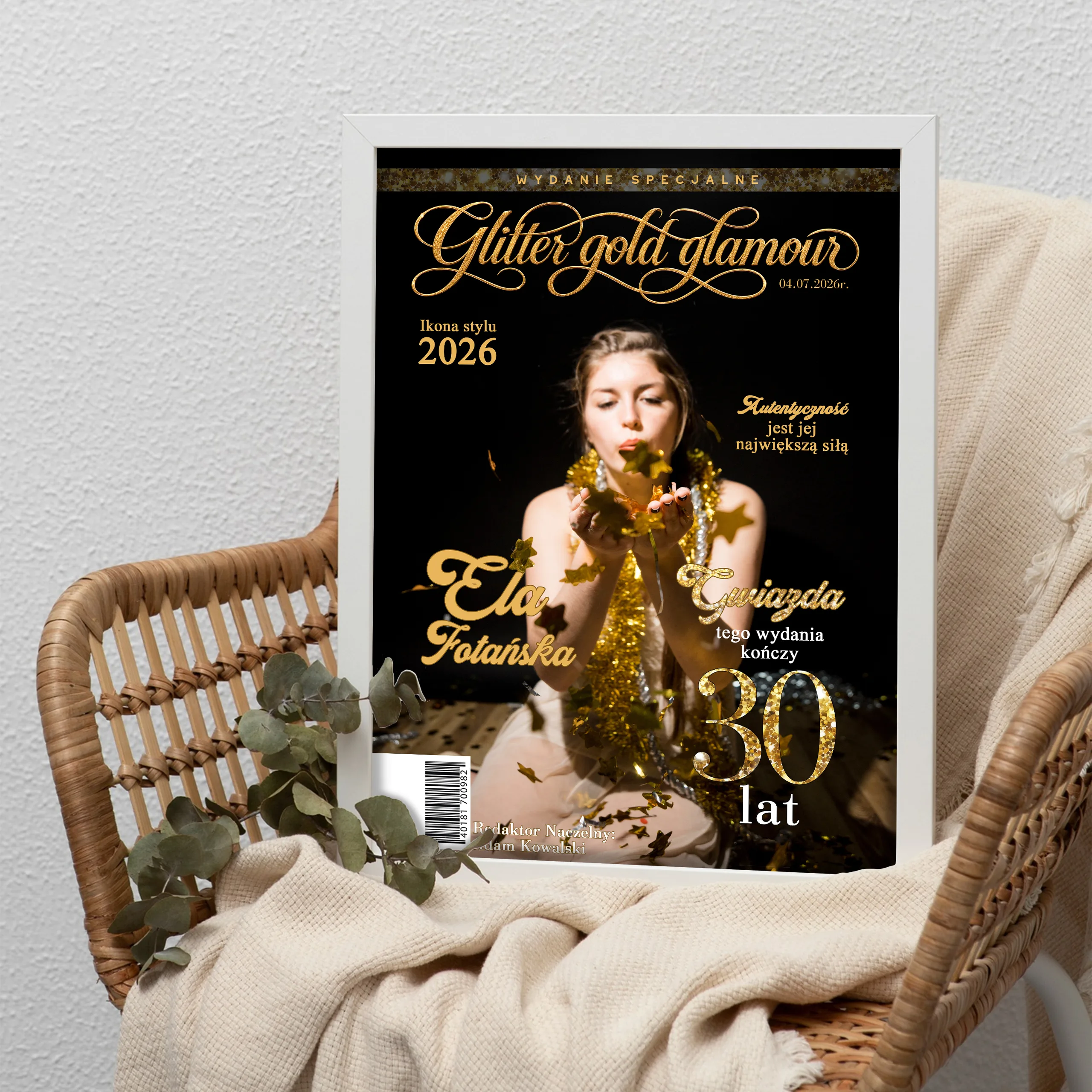 OKŁADKA GOLD GLITTER GLAMOUR z Twoim zdjęciem – okładka magazynu format A3 - obrazek 6