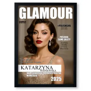 Personalizowany plakat „GLAMOUR” z Twoim zdjęciem – okładka magazynu format A3