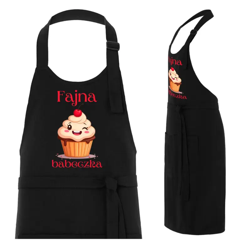 Fartuch kuchenny „FAJNA BABECZKA” – śmieszny fartuch z nadrukiem