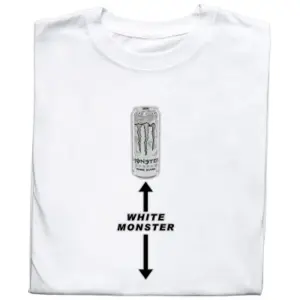 Koszulka z Nadrukiem White Monster – Koszulka Meme dla Fanów Energy Drinków