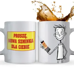 Śmieszny kubek z nadrukiem – zabawna grafika i tekst