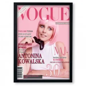 Personalizowana okładka magazynu VOGUE 30x40 cm – elegancki prezent w ramce