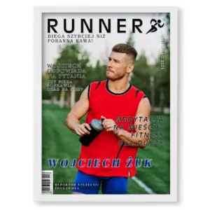 MAGAZYN BIEGACZA – Format A4 | Personalizowany plakat ze zdjęciem | Super prezent dla miłośnika biegania