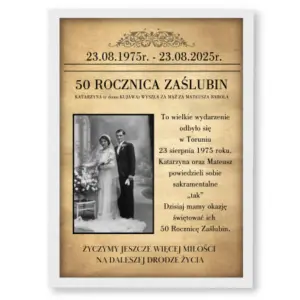 Okładka ROCZNICA ŚLUBU – Personalizowany plakat A3