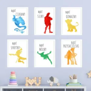 PLAKAT DO POKOJU DZIECIĘCEGO + RAMKA ( 6 sztuk )