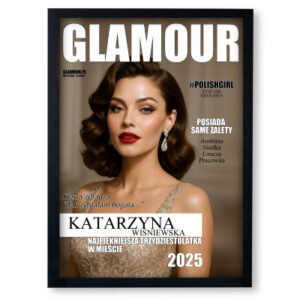 Personalizowany plakat „GLAMOUR” z Twoim zdjęciem – ekskluzyjna okładka magazynu, wysoka jakość, format A3