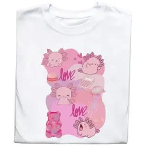 Koszulka z Nadrukiem Miłośnik Axolotl | Cute Kawaii Zwierzę w Stylu
