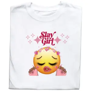 Koszulka z Nadrukiem Slay Girl | Meme Emotka – Śmieszna Grafika