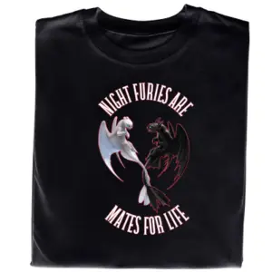 Koszulka z Nadrukiem | Jak Wytresować Smoka – Night Furies Are Mates For Life