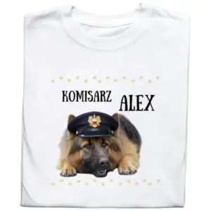 Koszulka z Nadrukiem Komisarz Alex | Śmieszna Koszulka z Psem