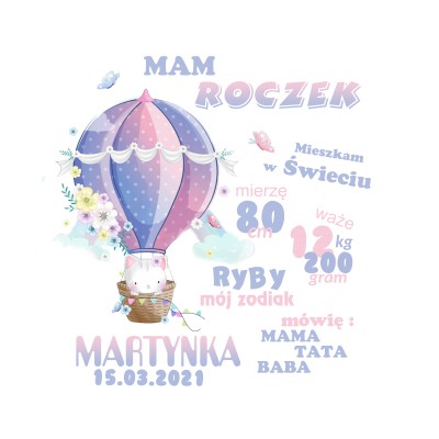 Album metryczka ze zdjęciem chrzest roczek dla dziewczynki