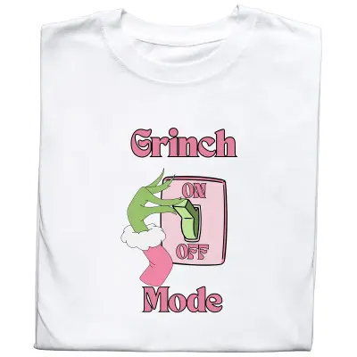 Koszulka z Nadrukiem Grinch Mode On | Świąteczny Prezent na Gwiazdkę