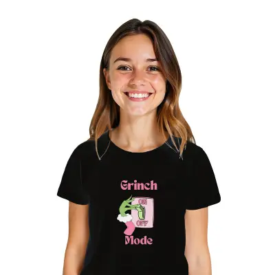 Koszulka z Nadrukiem Grinch Mode On | Świąteczny Prezent na Gwiazdkę