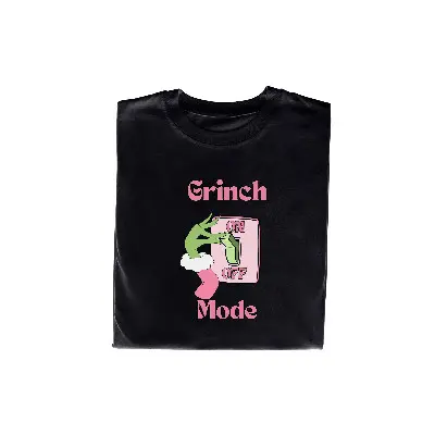 Koszulka z Nadrukiem Grinch Mode On | Świąteczny Prezent na Gwiazdkę