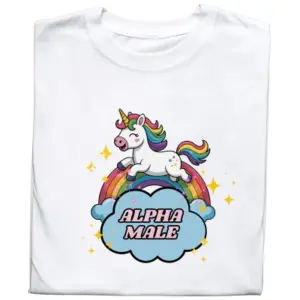 Koszulka z Nadrukiem Alpha Male | Śmieszny Jednorożec Meme Cute