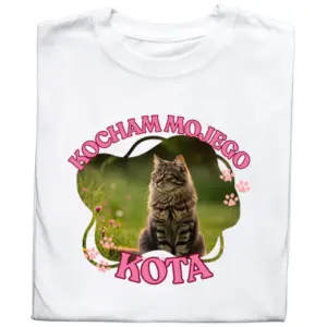 Koszulka z Nadrukiem – Zdjęcie Twojego Kota | „Kocham Mojego Kota”
